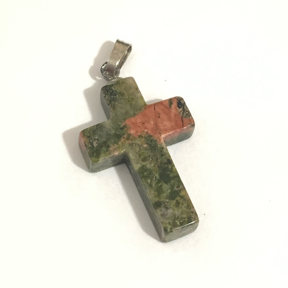 New Jacinth Stone Cross Pendant